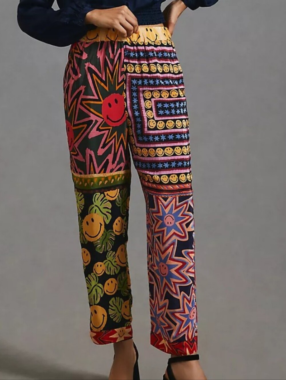 NWT Farm Rio Smiley Patchwork Tapestry Pants